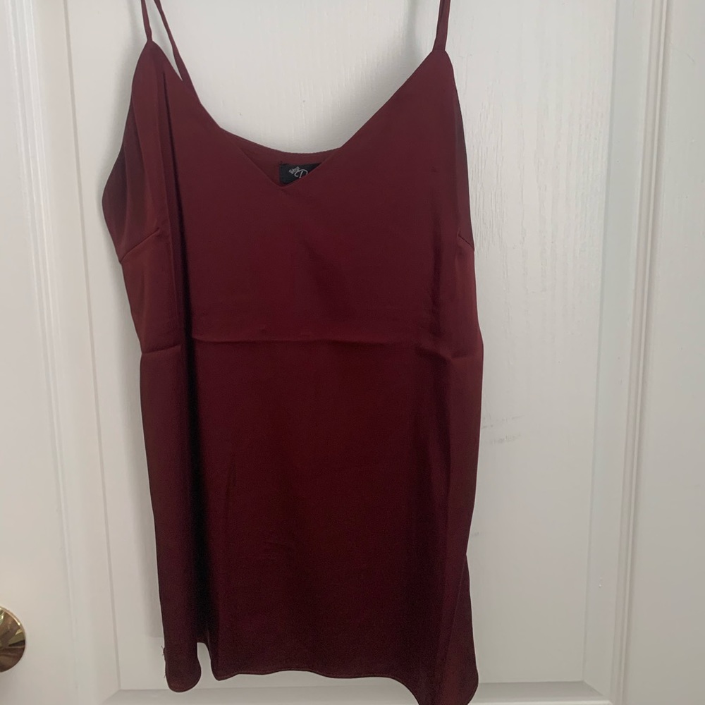Silk burgundy skinny strap blouse